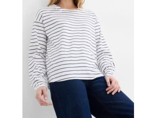 B.P.C bluzka bawełniana śmietankowa w morskie paski 48/50.