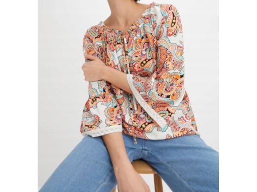 B.P.C bluzka z wiskozy wzory z koronką 44.