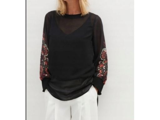 B.P.C bluzka szyfon prześwitująca wzory na rękawach ^36