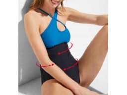 B.P.C kostium jednoczęściowy asymetryczny czarno-morski 48.