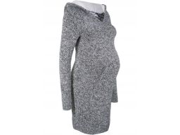 B.P.C dzianinowa ciążowa sukienka kaptur z misiem ^40/42