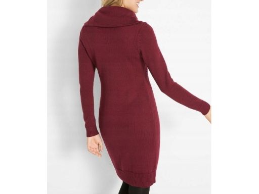 B.P.C sukienka dzianinowa z szerokim golfem bordowa r.40/42