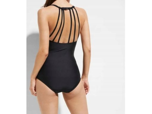 B.P.C czarny kostium kąpielowy z ozdobnymi paskami na plecach 40.