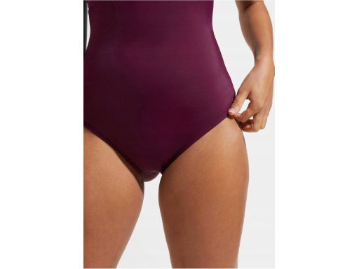 B.P.C śliwkowy kostium jednoczęściowy ze złotymi guzikami r.38(75C)