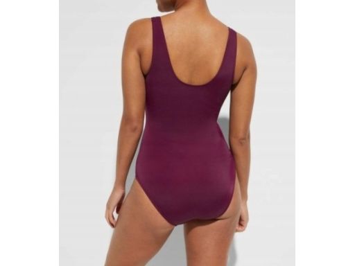 B.P.C śliwkowy kostium jednoczęściowy ze złotymi guzikami r.38(75C)