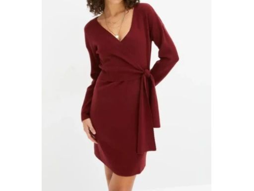 B.P.C sukienka dzianinowa bordowa z efektem 2w1 36/38.