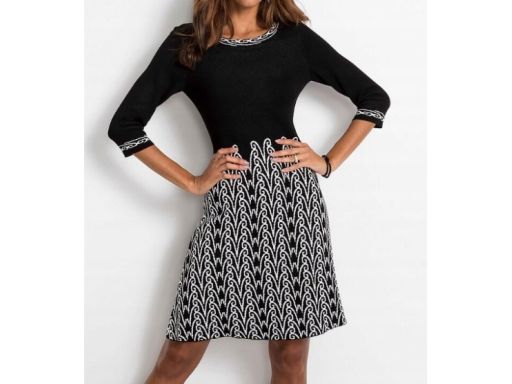 B.P.C dzianinowa sukienka ze wzorem r.36/38