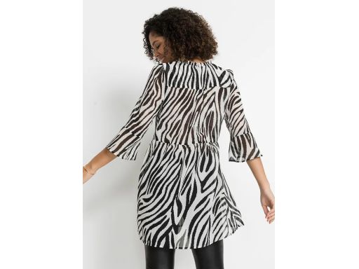B.P.C bluzka dłuższa czarno-biała szyfonowa w zebrę 44.