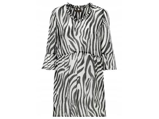 B.P.C bluzka dłuższa czarno-biała szyfonowa w zebrę 44.