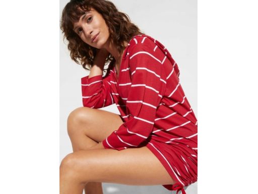 B.P.C tunika czerwona paski kaptur r.36/38