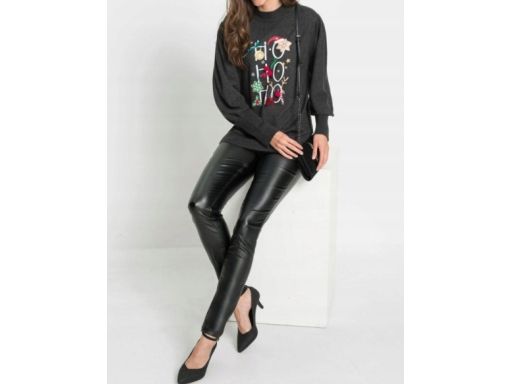 B.P.C sweter dzianinowy świąteczny z nadrukiem r.32/34