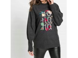 B.P.C sweter dzianinowy świąteczny z nadrukiem r.32/34