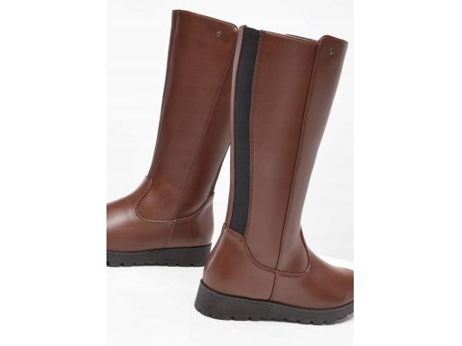 B.P.C kozaki eko skóra brązowe z elastycznymi gumami czarnymi 36.