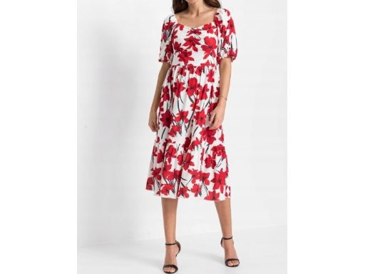 B.P.C sukienka midi w czerwone kwiaty r.36/38