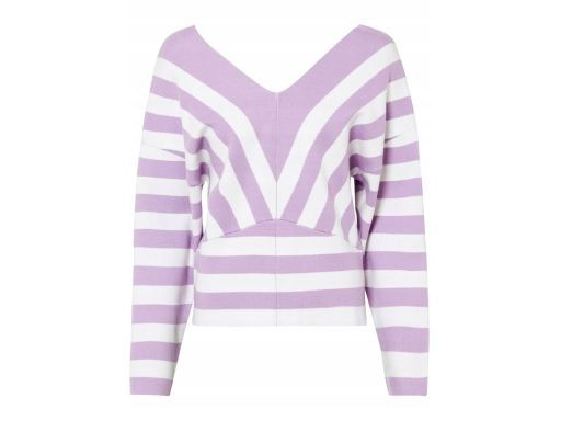 B.P.C krótki sweter biało-fioletowy w paski 32/34.
