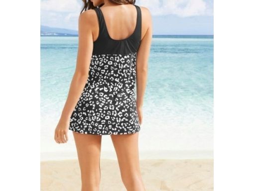 B.P.C. tankini dłuższe czarne w cętki r.40