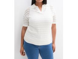 B.P.C biały sweter ażurowy polo ^56/58