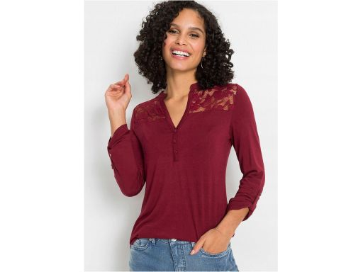 B.P.C bluzka bordowa z koronką długi rękaw r.32/34
