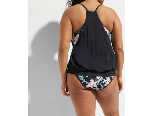 B.P.C tankini oversize czarne ze wzorem kwiatowym 48.