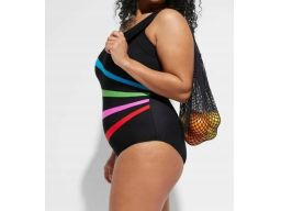 B.P.C kostium silnie modelujacy czarny w kolorowe paski r.44