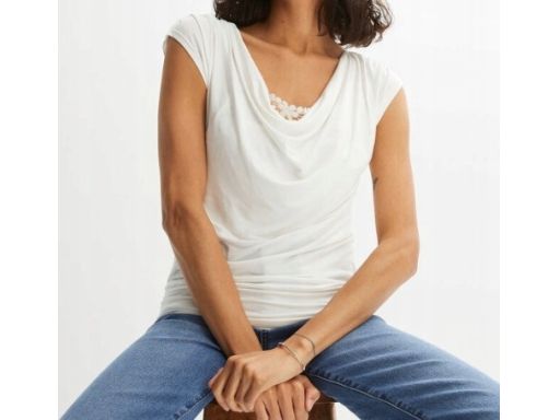 B.P.C bluzka t-shirt śmietanka koronka 48/50