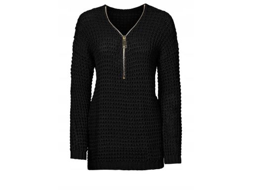 B.P.C sweter czarny ze złotym zamkiem r.32/34
