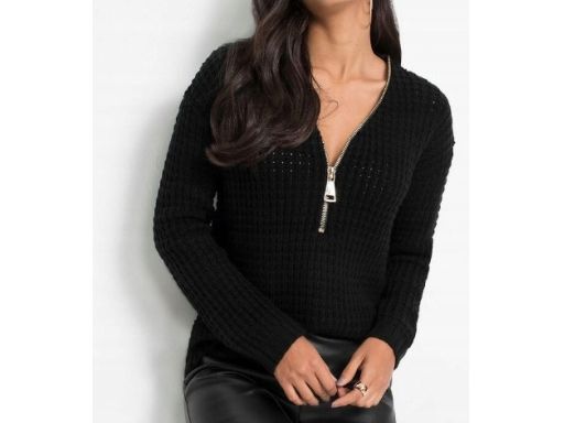 B.P.C sweter czarny ze złotym zamkiem r.32/34