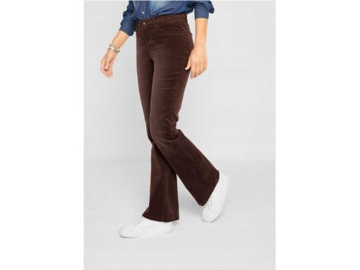 B.P.C spodnie sztruksowe elastyczne dzwony brązowe 48