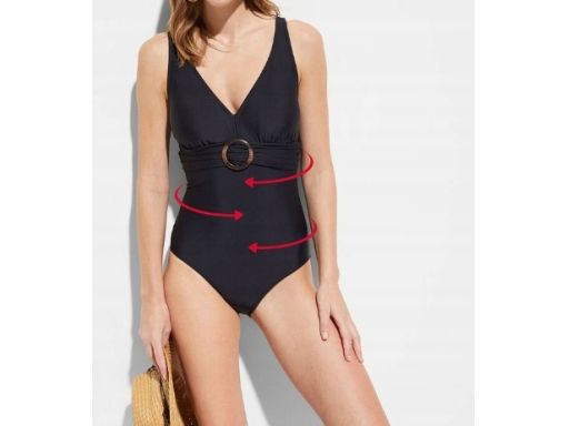 B.P.C czarny kostium kąpielowy z klamrą r.46