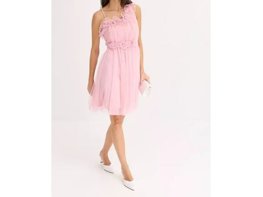 B.P.C sukienka różowa tiulowa z kwiatuszkami ^42