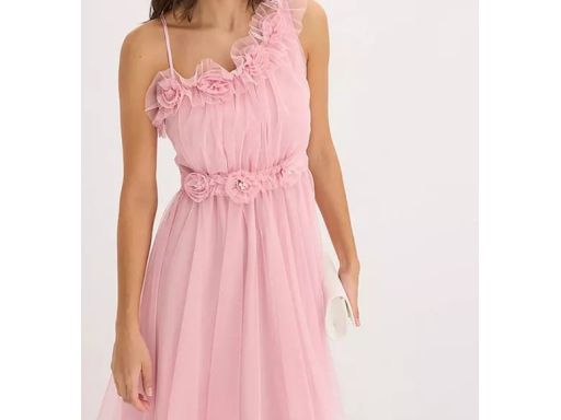 B.P.C sukienka różowa tiulowa z kwiatuszkami ^42