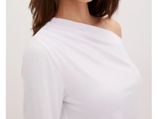 B.P.C bluzka asymetryczna biała z marszczeniem ^44/46