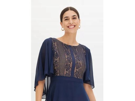 B.P.C sukienka wieczorowa granatowa z koronką r.44