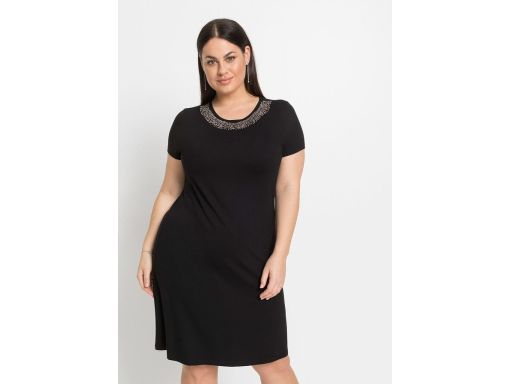 B.P.C prosta sukienka czarna z aplikacją ^36/38