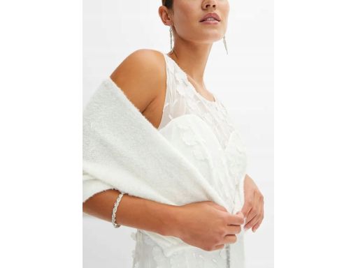 B.P.C suknia ślubna z siateczkowego materiału z aplikacją z kwiatuszkó