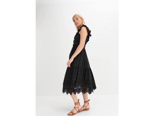 B.P.C czarna sukienka carmen bawełniana midi 40.