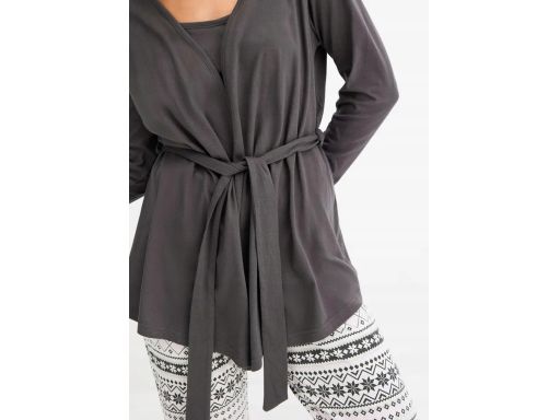 B.P.C piżama damska 3-elementowa top bluzka kopertowa spodnie szara r.