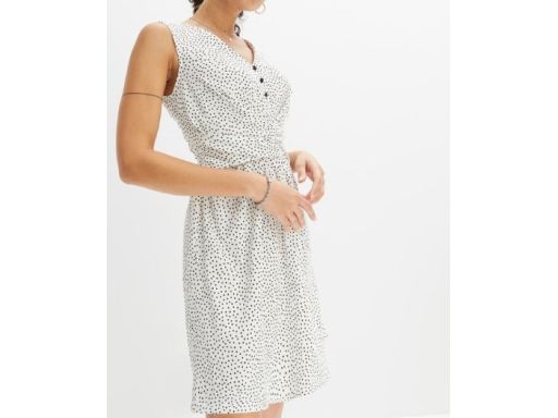 B.P.C biała sukienka w czarne drobne groszki ^36/38
