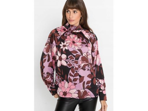 B.P.C bluzka koszulowa nadruk satyna 48.