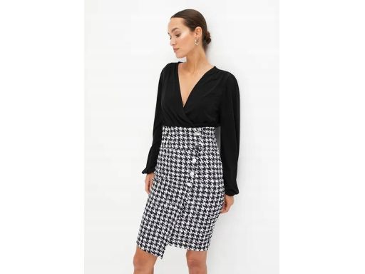 B.P.C sukienka w pepitkę modna asymetryczna r.40/42