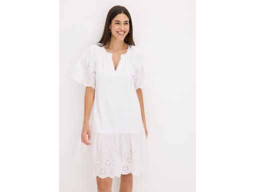 B.P.C biała sukienka tunikowa z ażurowym wzorem ^40/42