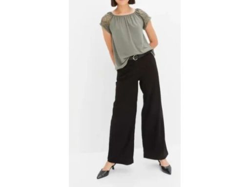 B.P.C t-shirt khaki z koronką ^44/46