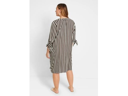 B.P.C sukienka tunikowa w paski biało-brązowa ^40