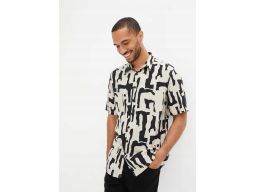 B.P.C koszula męska z wiskozy we wzory z krótkim rękawem 47/48.