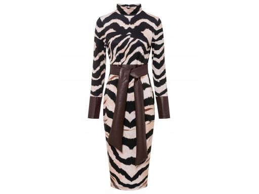 B.P.C sukienka ołówkowa we wzór z elementami z eko skóry r.36/38