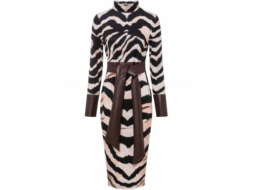 B.P.C sukienka ołówkowa we wzór z elementami z eko skóry r.36/38