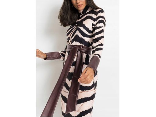 B.P.C sukienka ołówkowa we wzór z elementami z eko skóry r.36/38