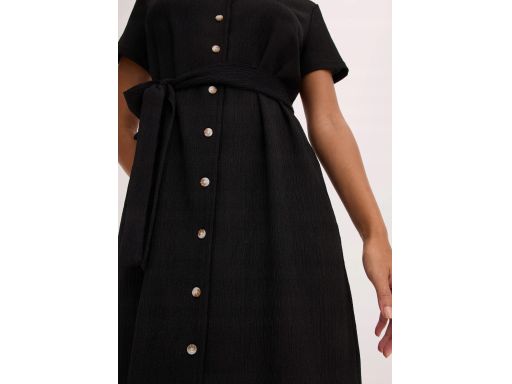 B.P.C czarna sukienka krepowana z dżerseju na guziki 36/38.