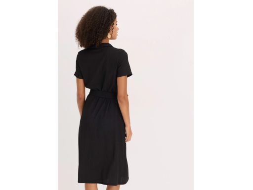 B.P.C czarna sukienka krepowana z dżerseju na guziki 36/38.