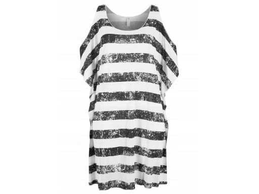 B.P.C sukienka tunika plażowa odkryte ramiona w paski ^44/46